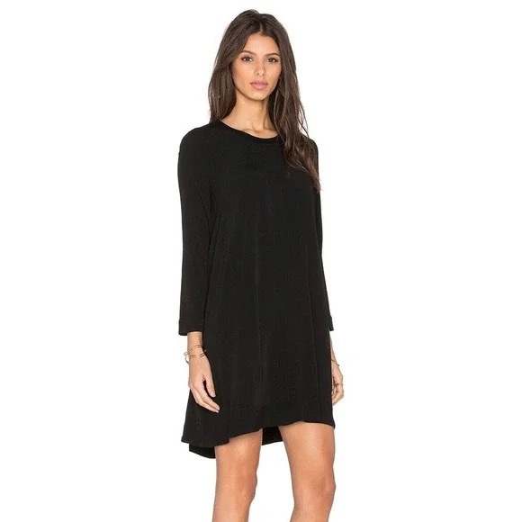 Enza Costa Woven Trapeze Dress Rayon 2 Medium Black - Picture 1 of 9